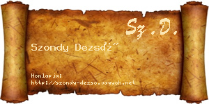 Szondy Dezső névjegykártya